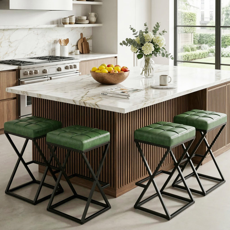 Tabouret de bar Mid-Century 26 po, Vert
