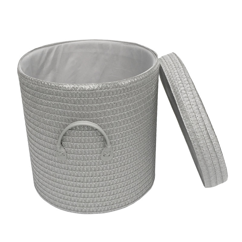 Fabric Laundry Hamper with Handles, Light Grey, 43cm H x 40cm W x 40cm D