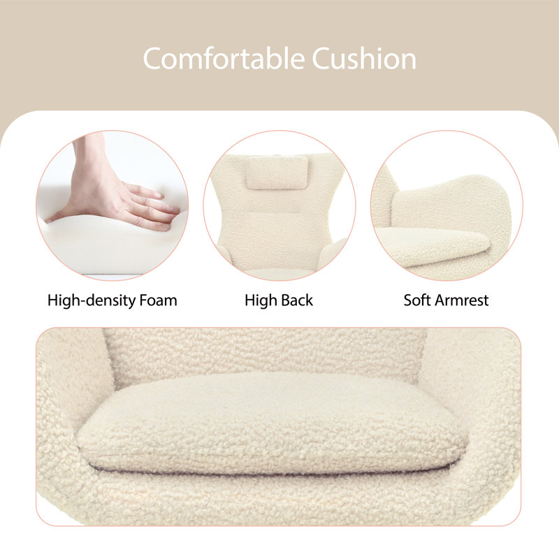 Chaise berçante Kemmie, Fausse fourrure beige