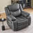 Faux Leather Manual Recliner Chair with Vibration Massage & Lumbar Heat, Overstuffed Adjustable Reclining Single Sofa with Side Storage Pocket, Ergonomic Lounge Chair for Living Room Bedroom Home Theater-70210978