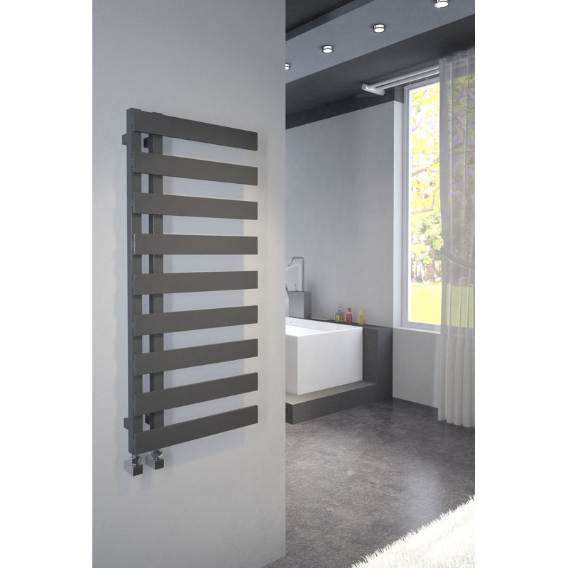 Hennigan Flat Panel Towel Rail Heated Towel Rails, Anthracite, 80cm H x 50cm W x 7cm D
