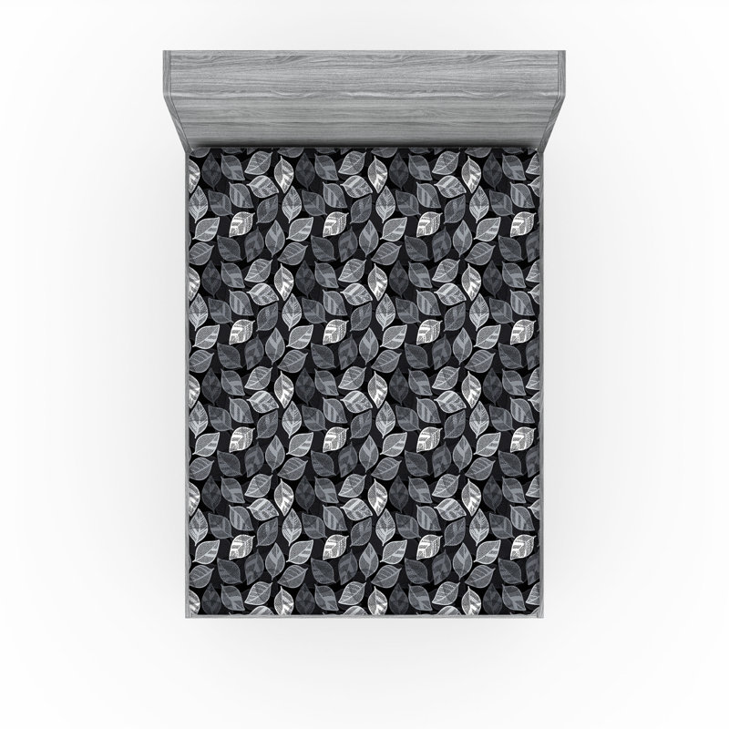 Drap-housse à motif floral Ambesonne, Gris anthracite / motif floral noix de coco, Drap-housse grand