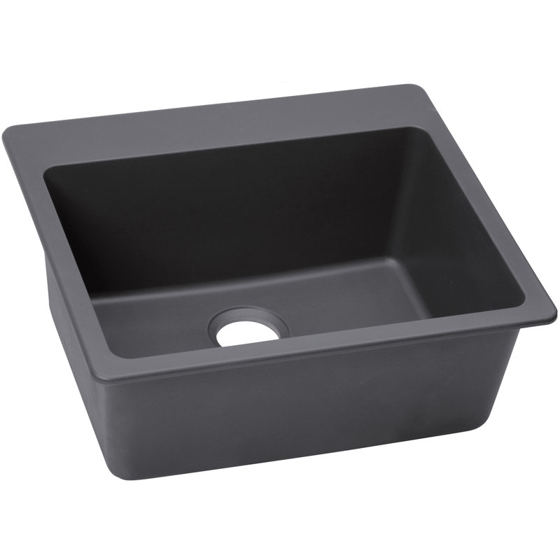 Quartz Luxe 25" L x 22" W Drop-In Kitchen Sink, Charcoal