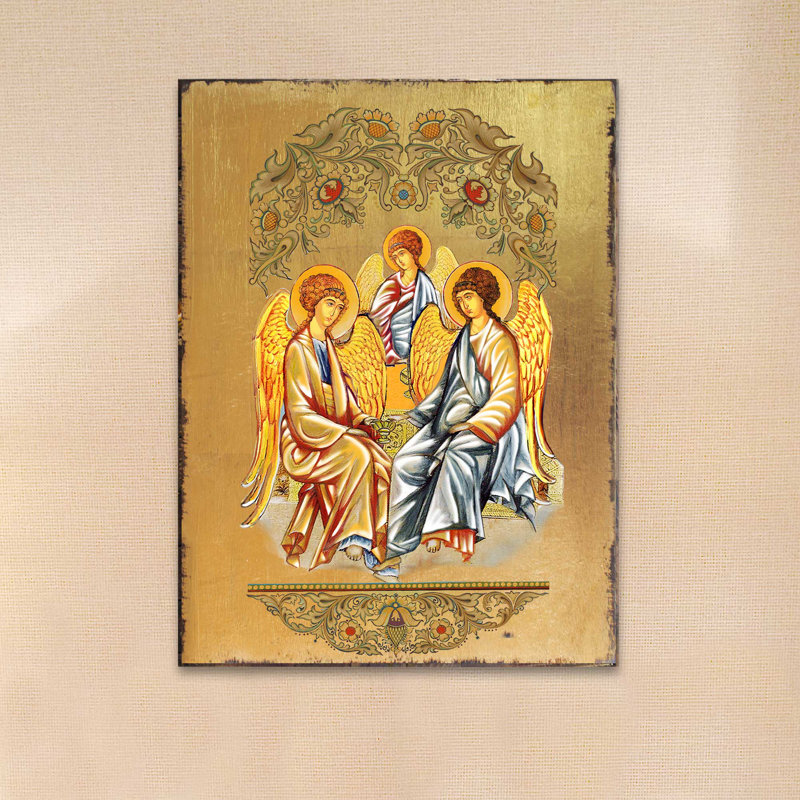 Icon Old Testament Trinity - peinture sur bois, L 18 po x H 24 po