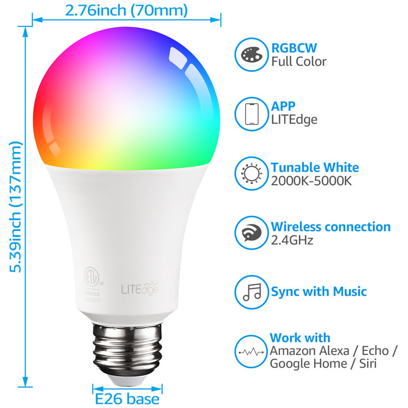 Ampoule DEL intelligente A21 à intensité variable, culot E26 de 11 W (75 W équivalent)