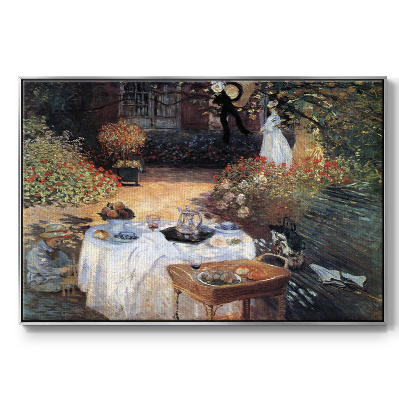 Le déjeuner encadré sur toile par Claude Monet, H 25 po x l 37 po x P 2 po, Argent