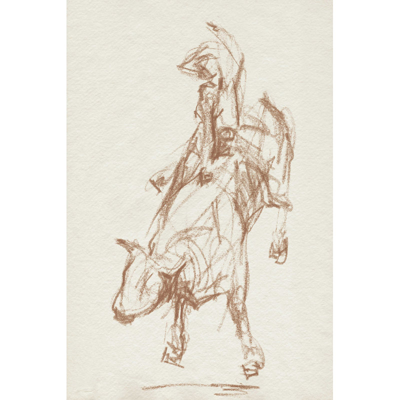 Gestes de rodéo en sépia I, H 18 po x l 12 po x P 1,25 po