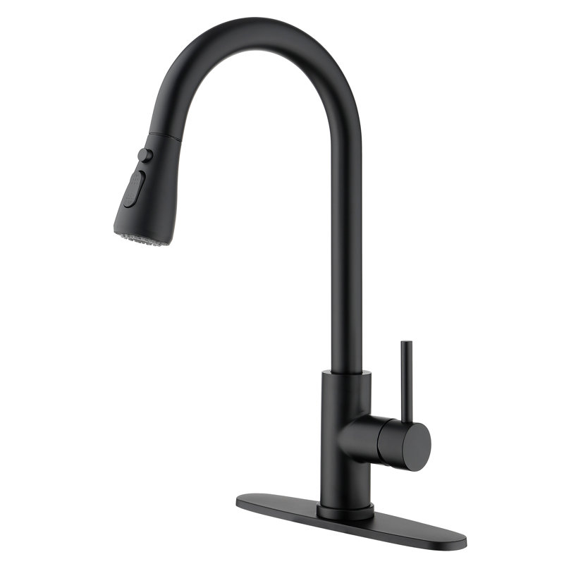 Robinet de cuisine rétractable à poignée simple avec accessoires
