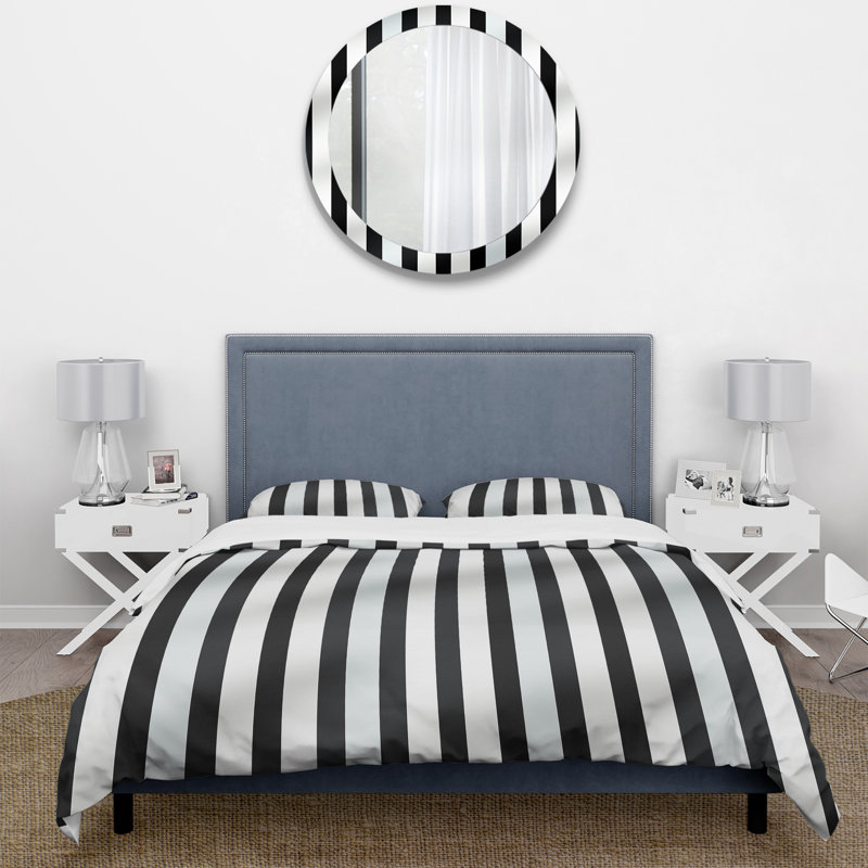 Black And White Striped Lines Harmony - Ensemble de housse de couette rayé, Housse de couette pour grand lit et 2 taies décor
