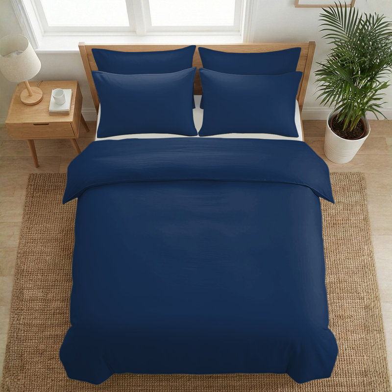 100% Organic Egyptian Cotton Duvet Cover Set – Soft, Breathable Hotel Style Bedding with Secure Zipper Closure
