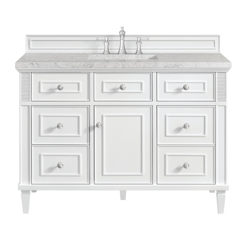 Lorelai 48'' W Single Vanity, Bright White, Eternal Jasmine Pearl
