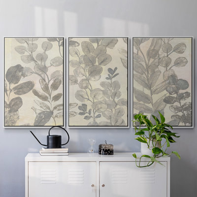 Motif de feuilles II, reproduction sur toile 3 pièces