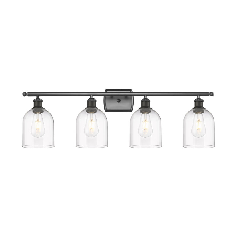 Éclairage pour meuble-lavabo à 4 lumières à intensité variable Anacaren, Bronze frotté à l'huile, Clair