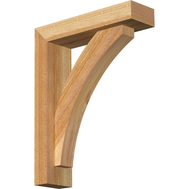 Thorton Block Bracket with Offset Brace, 4"W Western Red Cedar (Rough Sawn), 18 x 14