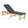 Chaise longue inclinable simple en acacia avec coussins de 75,2 po de longueur Matheny