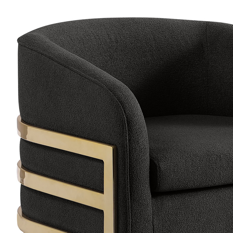 Chaise d'appoint Teddy avec structure en chrome, Doré, Noir