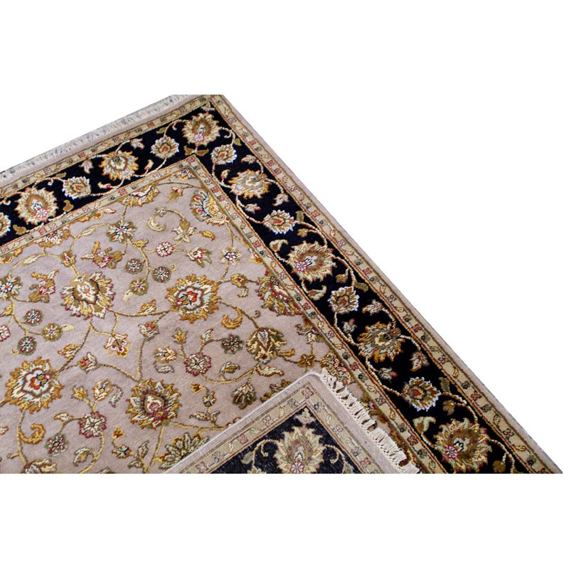 Hand-Knotted High-Quality Camel and Black Area Rug