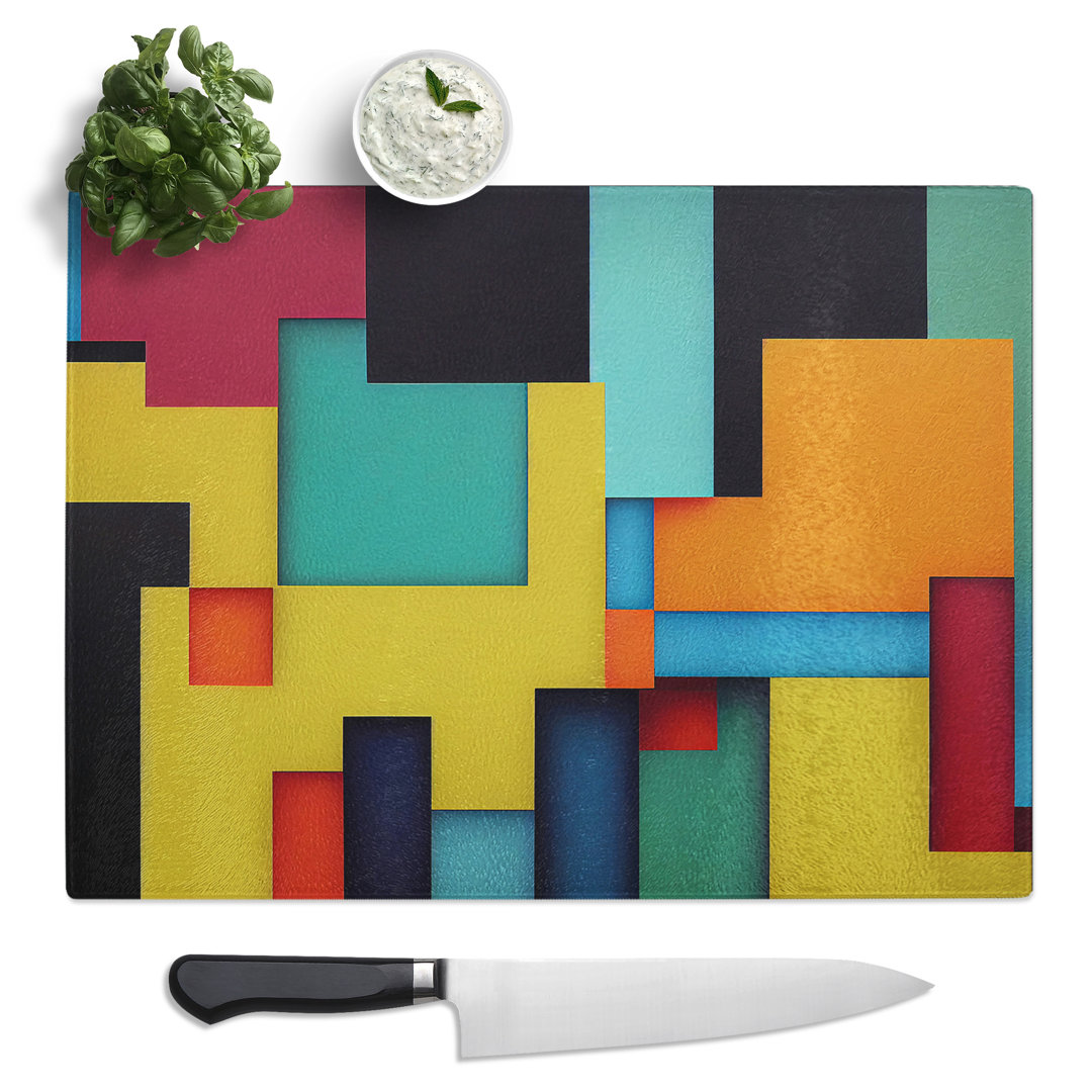 Abstract Block Colour Vol.2  Glass Chopping Board