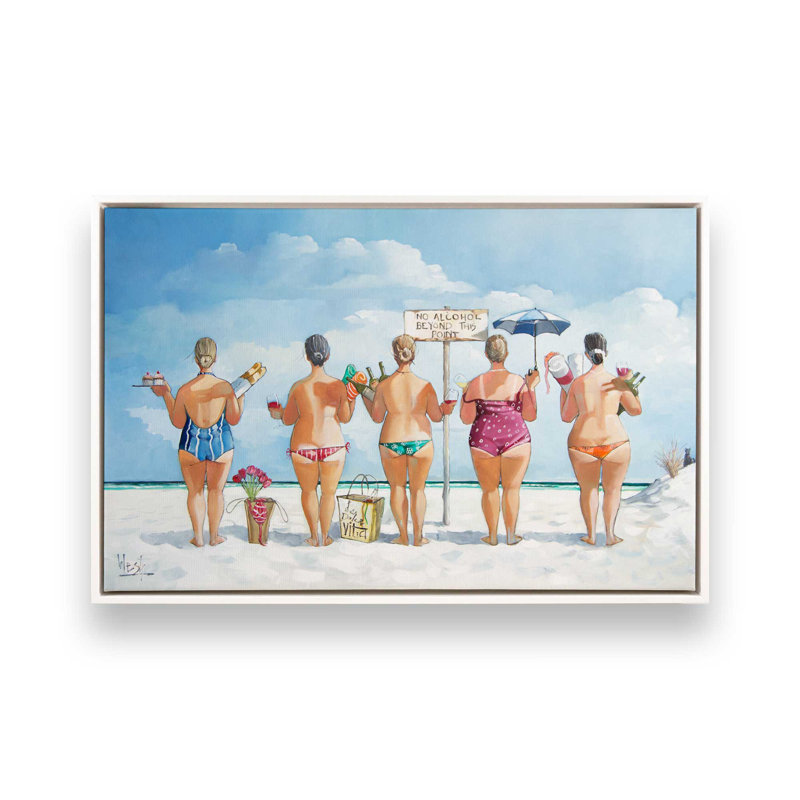 La Dolce Vita - Beach Friends, H 8,75 po x l 12,75 po, Toile avec cadre, Blanc opaque