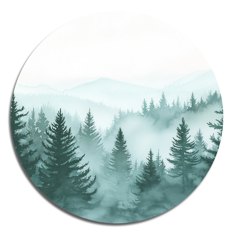 Mystic Forest - Paysages, art mural rond en métal, L 36 po x H 36 po