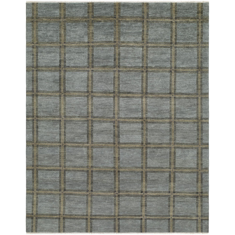 Riviera Hand Knotted Wool Plaid Area Rug, Rectangle 10' x 14'