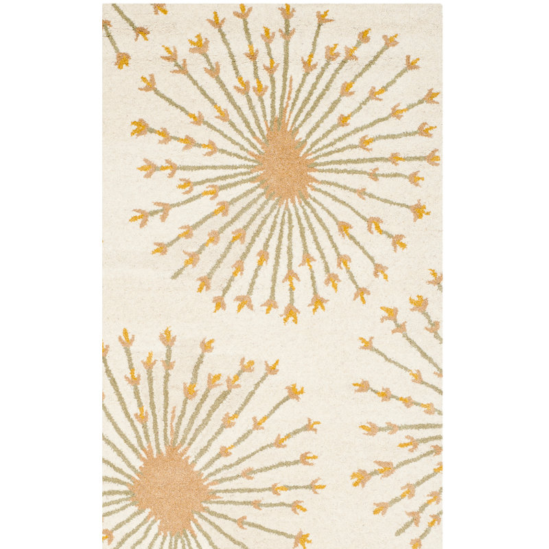 Tapis beige / doré en laine touffeté à la main Mccullough, Carré 5 pi