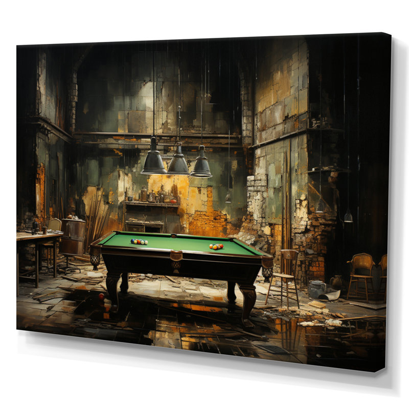 Billard Industrial Game I - Sports Wall Art Living Room, H 12 po x l 20 po x P 1 po, Toile tendue
