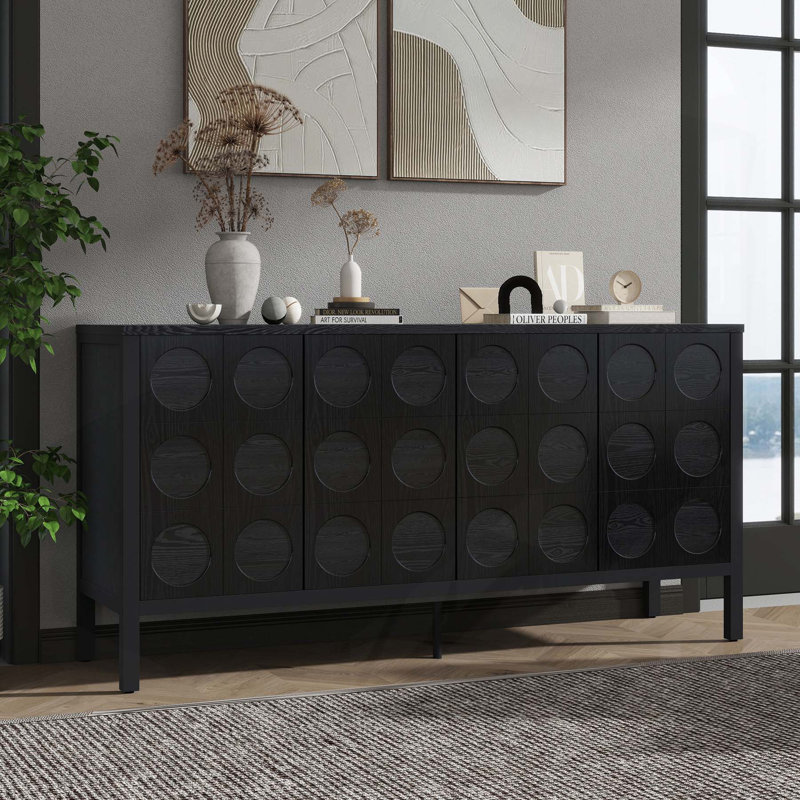 Élégante armoire en bois avec porte géométrique pour différentes pièces