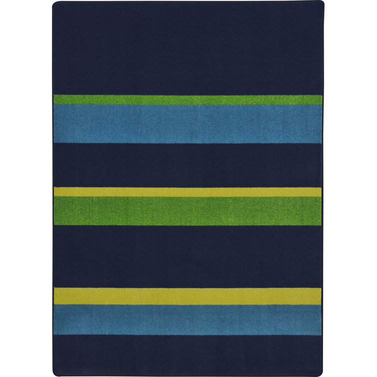 Tapis bleu marine à rayures droites et étroites