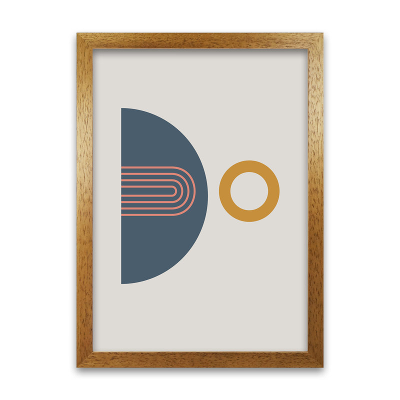 Mid Century Modern On Grey B - Print, Oak Frame, 84cm H x 59cm W x 3cm D