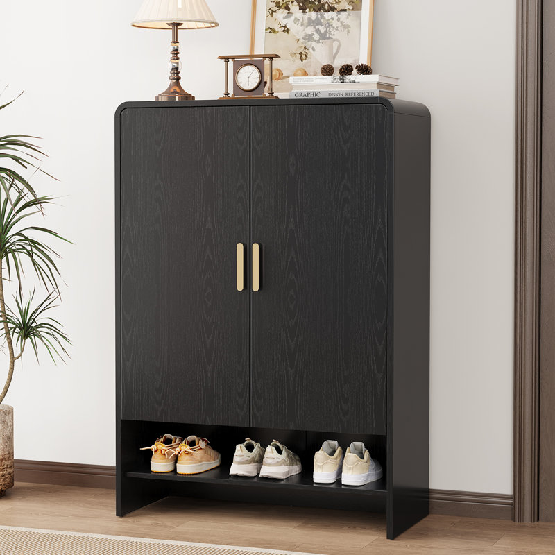 24-Pair Shoe Storage Cabinet, Black