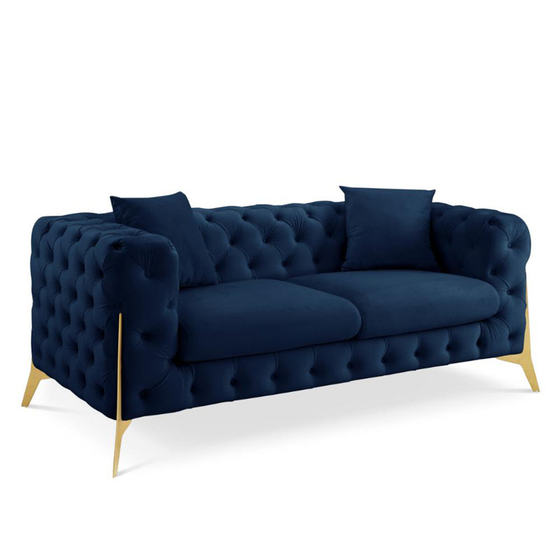Spiceland 2 Seater Velvet Sofa, Blue
