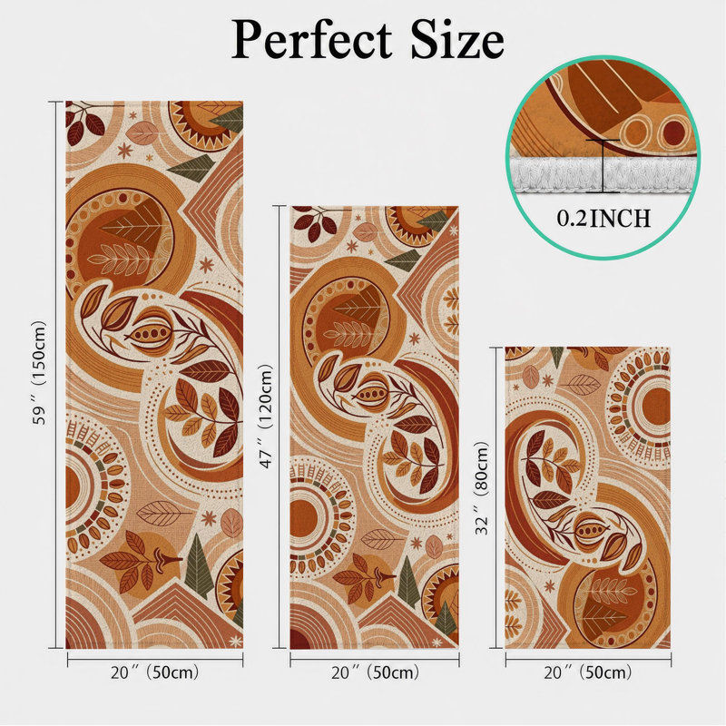 Tapis de cuisine antidérapants à motif cachemire