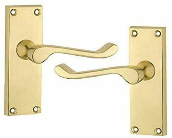  4 Sets Victorian Design Scroll Door Handles in Polished Brass - 120mm