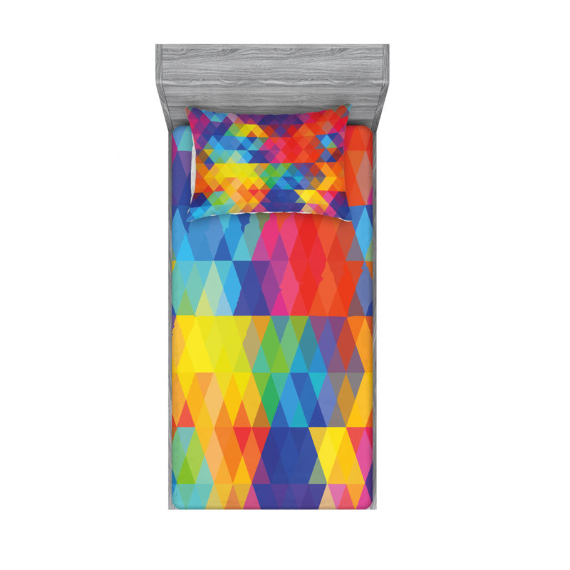 Microfiber Geometric Sheet Set, Twin XL Sheet Set with Fitted Sheet