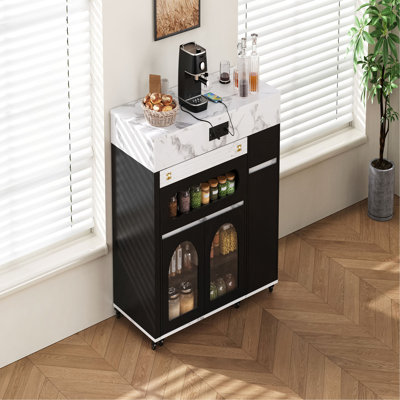 Table de salle à manger extensible avec plateau pliable extra-long, îlot de cuisine roulant avec tiroirs, prise de courant et verrou de frein, armoire de rangement pour la cuisine et la salle à manger