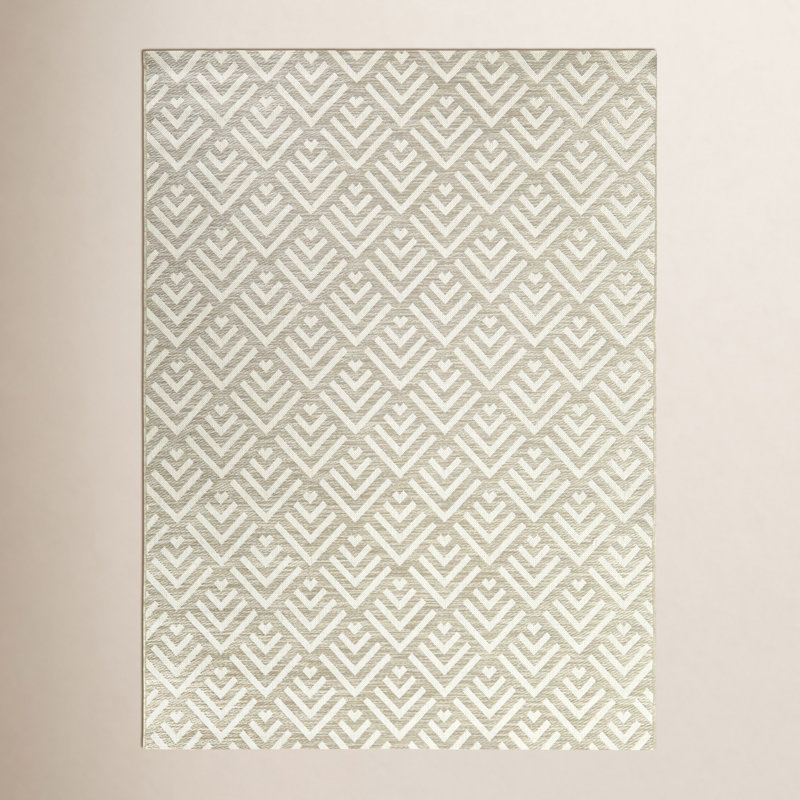 Tapis intérieur / extérieur beige Pauley, Rectangle 7 pi 10 po x 10 pi