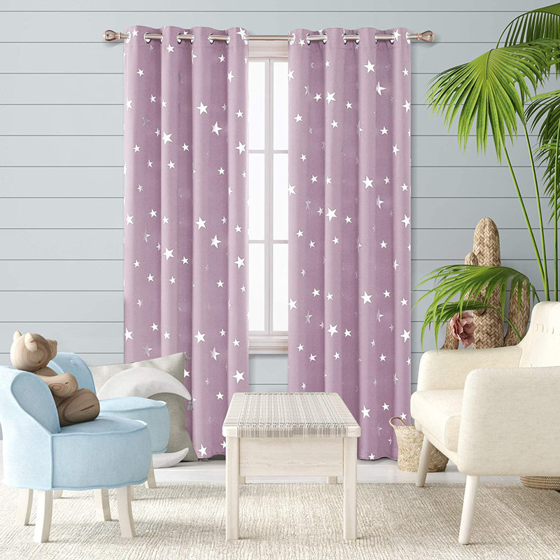 Manzanita Eyelet Room Darkening Thermal Curtains, 117cm W x 214cm D, Pink Lavender