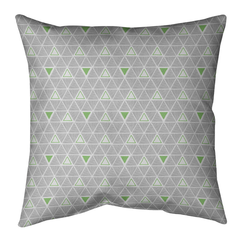 Triangles dessinés à la main Coussin décoratif, Bourre en polyester, Accent vert, Faux Suède