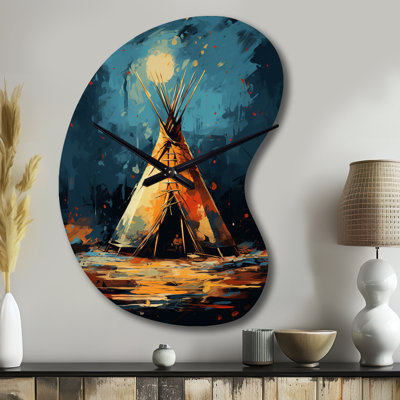 Native Tipi Journey of the Tribes - Grande horloge murale 3D