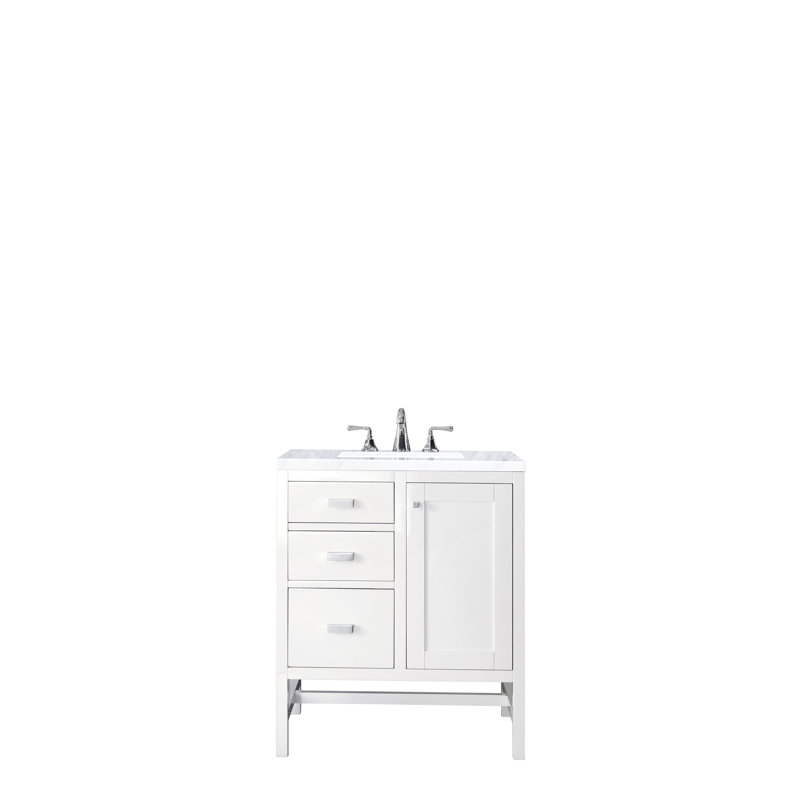 Addison 30'' W Single Vanity, Carrara White, Glossy White, 8" Widespread