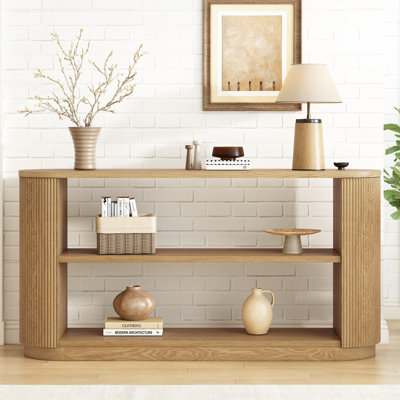Canapé console moderne avec porte ouverte et tablette en grain de bois moderne pour le salon