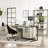 Brisley Whitewashed Grey and Gunmetal Sled Base Office Desk