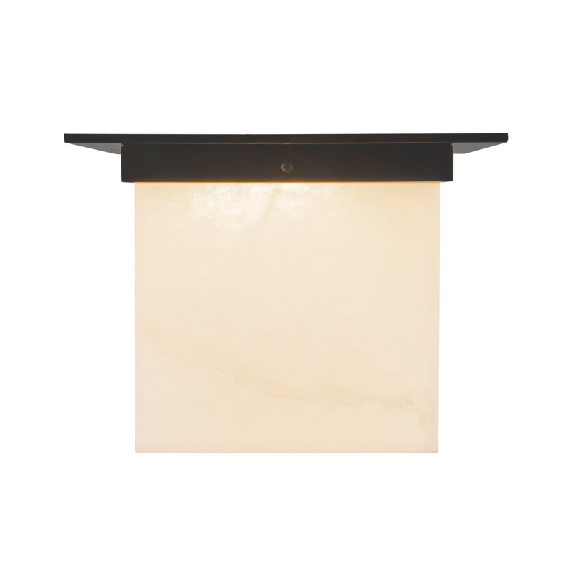 Mineral 11-in Brass Flush Mount, Oil Rubbed Bronze, Alabaster