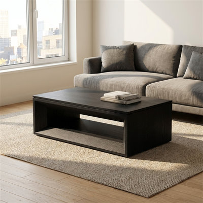 Table basse rabattable de 43,3 pouces avec rangement et réglage de la hauteur, idéale pour les salons, les chambres à coucher, les appartements ou les bureaux