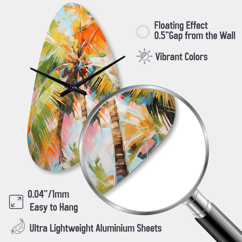 Palm Trees Palm VII - Fall Shape Unique Palms & Palm Trees Wall Clock, Medium
