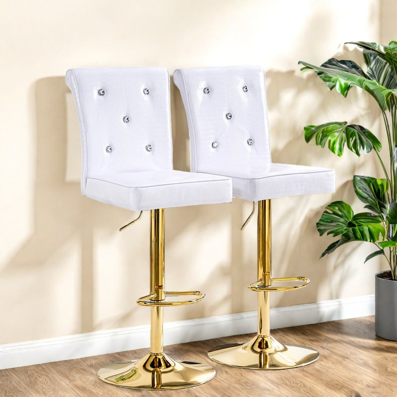 Chaises de salle à manger réglables, ensemble moderne tapissier en PVC blanc pour la cuisine