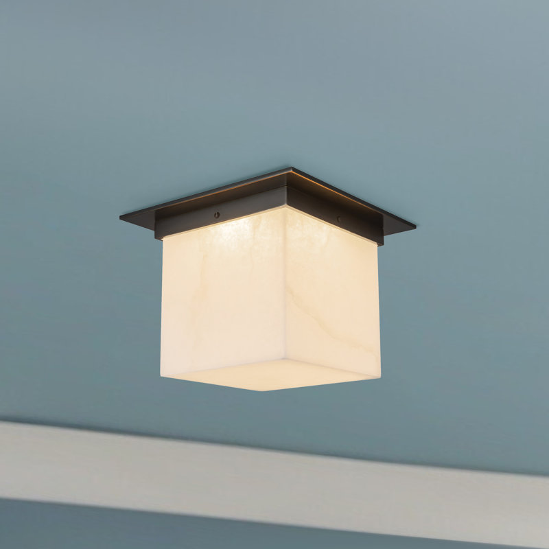 Mineral 11-in Brass Flush Mount, Oil Rubbed Bronze, Alabaster