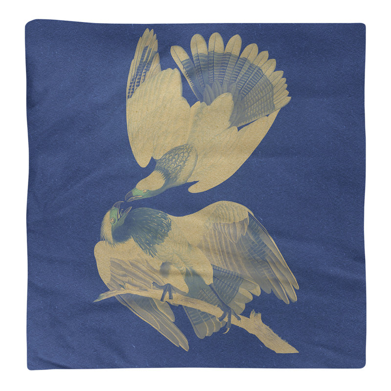 John James Audubon Cotton No Pattern Square Napkin, Royal Blue/Off-White