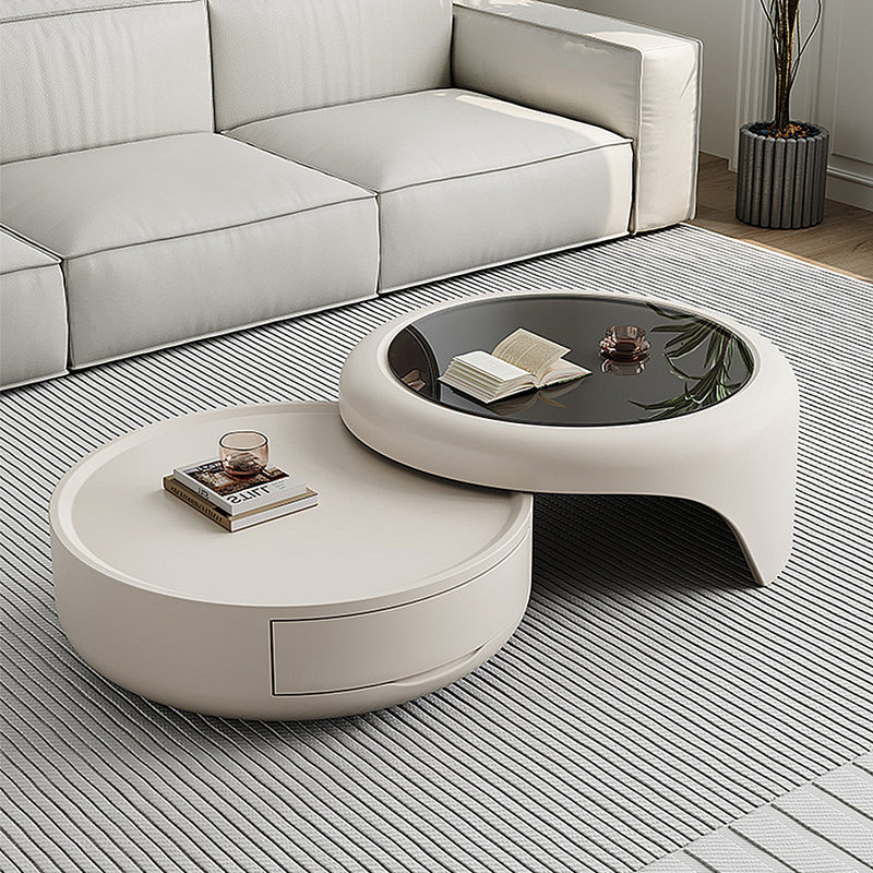 Cream style retractable coffee table set